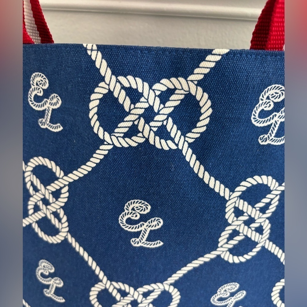 Estee Lauder Tote Bag Beach Blue White Knots Rope Nautical Brand New - Picture 4 of 11